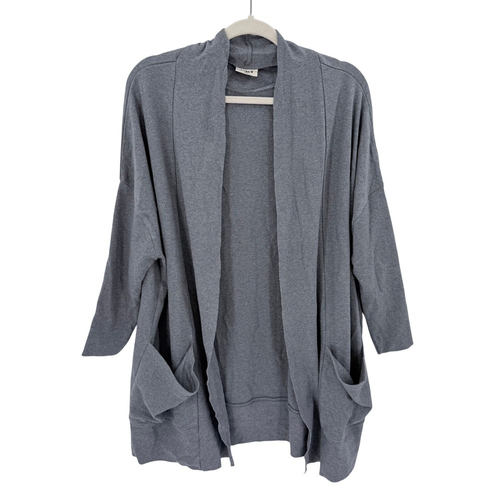 Pact Womens Organic Cotton Open Front Cardigan Gray Oversized Pockets Size M L